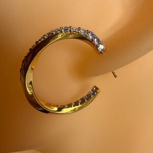 Gold-Tone C-Shaped Crystal Hoop Earring two other single earrings-PD Paolo, nwt